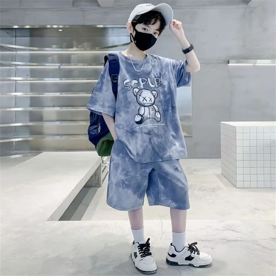 Vêtements d'été pour adolescents, tenue décontractée, survêtement pour enfants, t-shirt ample + shor