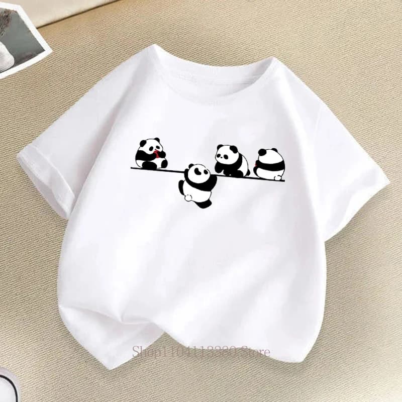 T-shirts imprimés avec motif Panda pour enfants, garçons et filles, hauts colorés décontractés à la 