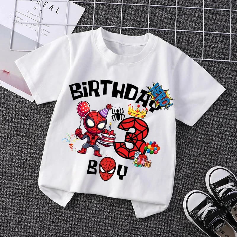 T-shirts Marvel Spiderman 2026 pour enfants, numérotés de 3 à 9 ans, hauts de mode pour garçons, vêt
