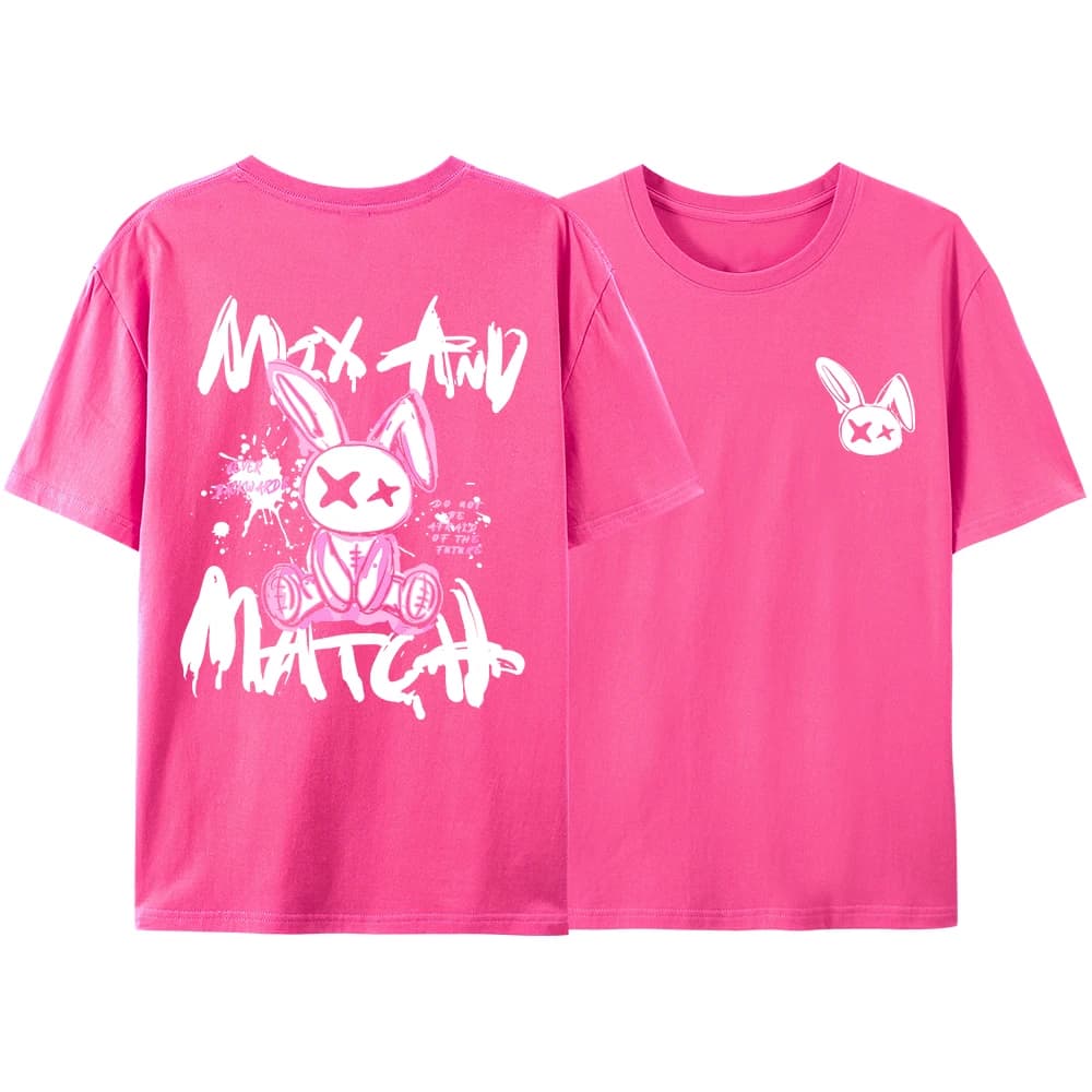 Rose Ragdoll lapin Harajuku imprimé T-Shirt hommes ample surdimensionné vêtements Hip Hop décontract