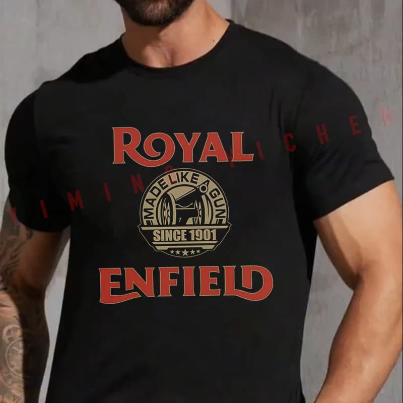 T-shirt de moto Royal Enfield pour homme, décontracté, confortable, à manches courtes, pour l'été