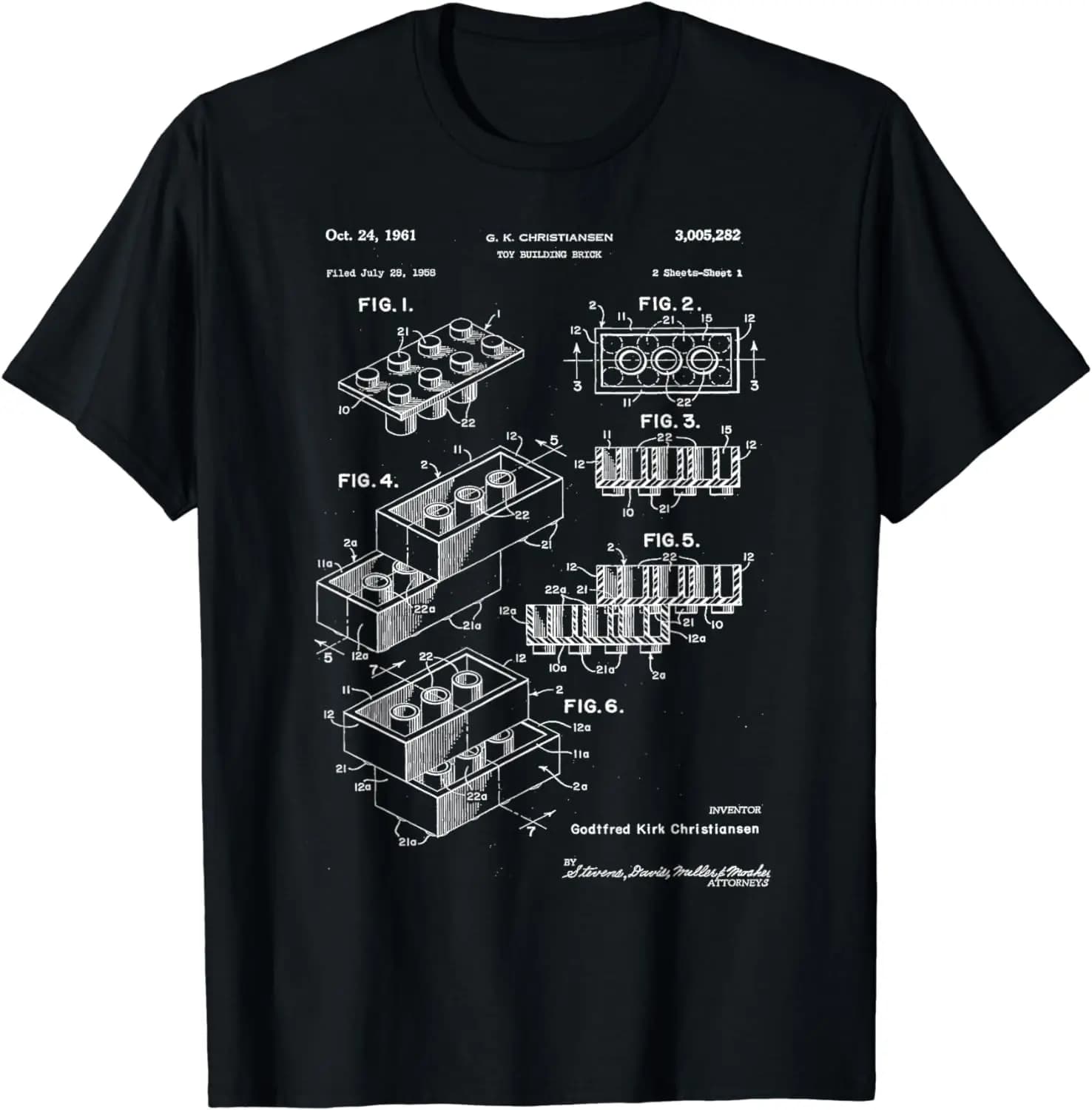T-shirt de brevet de brique de construction de jouet pour des femmes, streetwear drôle, vêtements de