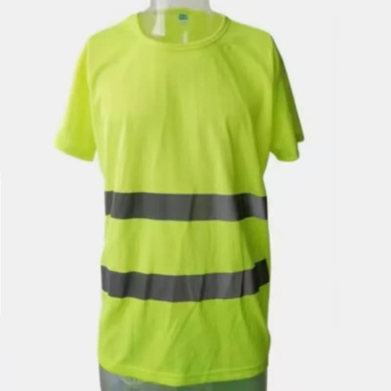Nouveaux t-shirts fluorescents jaunes haute visibilité, t-shirt de sécurité réfléchissant, col rond,