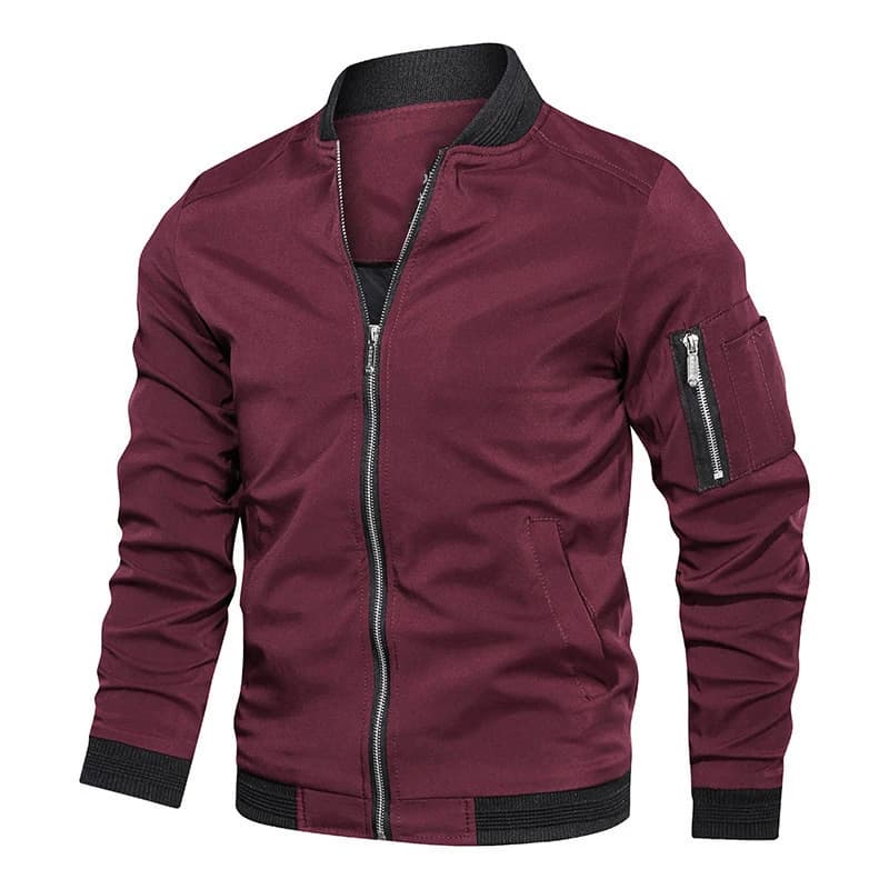 Veste bombardier légère et décontractée pour homme, coupe-vent de sport, manteau à fermeture éclair