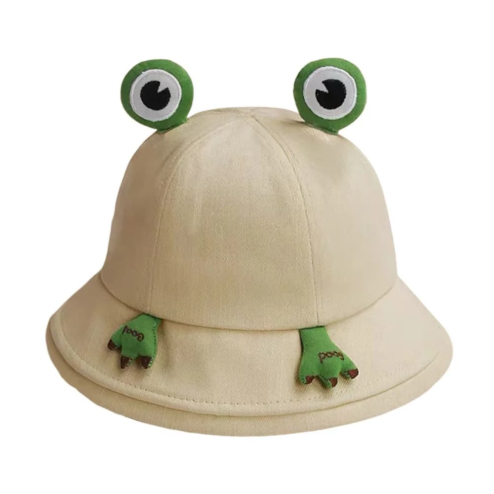 Chapeau Bob Pliable en Coton Motif Grenouille Dessin Animé Mignon avec Grandes Yeux – Chapeau de Pêc
