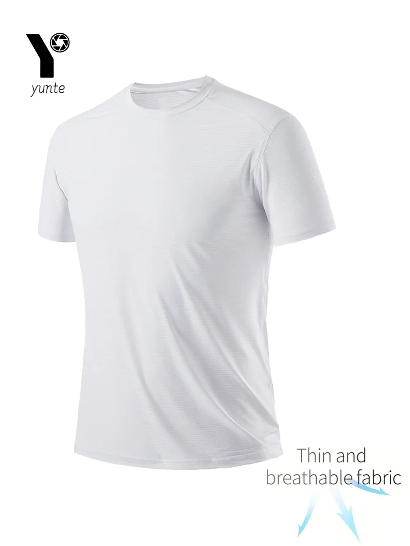 T-shirt col rond 1 pièce blanc ultra-léger pour hommes, séchage rapide, respirant, absorbant la sueu