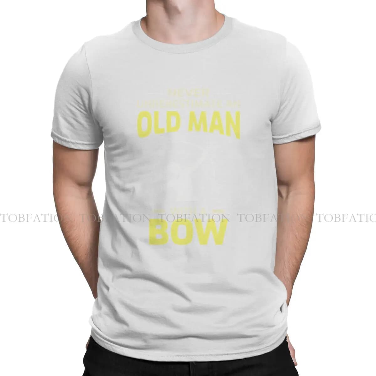 T-shirt de tir à l'arc créatif pour hommes, énonciations de vieil homme, arc, flèche, col rond, pur 
