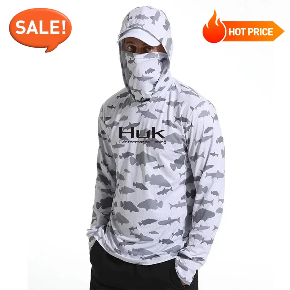 Huk personnalisé hommes UPF 50 + Protection solaire chemises à capuche à manches longues léger SPF e