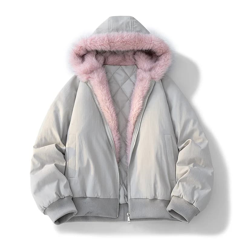 Veste d'hiver homme femmes col de fourrure mode Parka épais manteau chaud surdimensionné veste décon