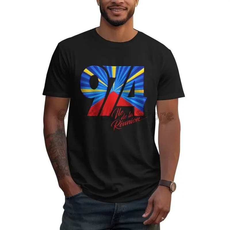 Personnalisé 974 île de la réunion Logo imprimé T-shirt hommes coton graphique t-shirts été décontra