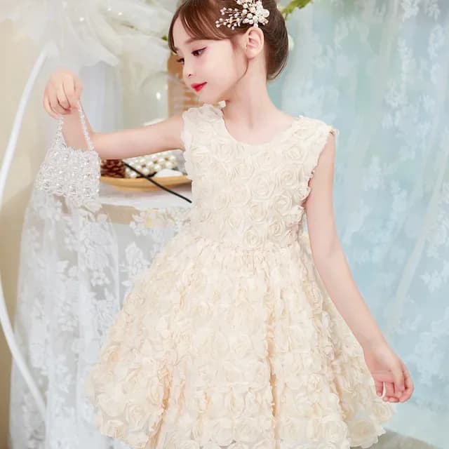 Robe de princesse en dentelle à fleurs roses pour filles, robe longue pour adolescentes, vêtements d
