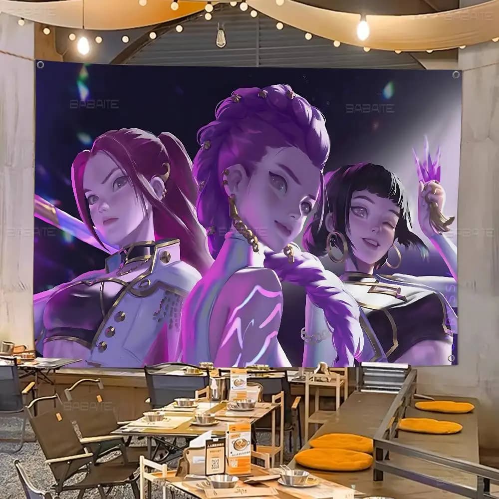 Bannière Kpop Demon Hunters Korea Girls Anime Style INS pour Décoration de Fête en Extérieur et Ambi