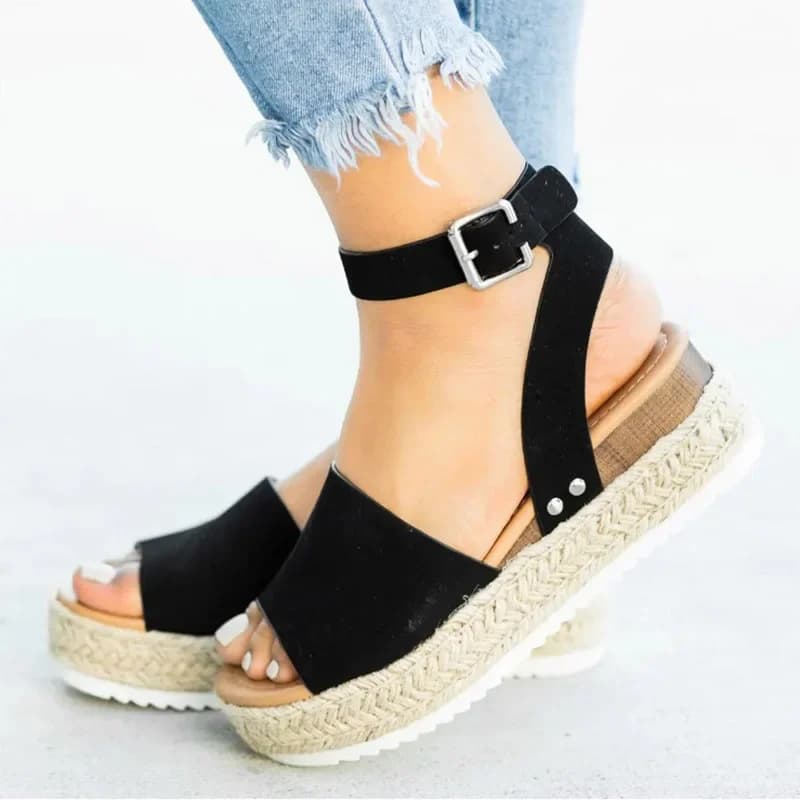 Chaussures compensées pour femmes, sandales à talons hauts, chaussures d'été, tongs, sandales platef
