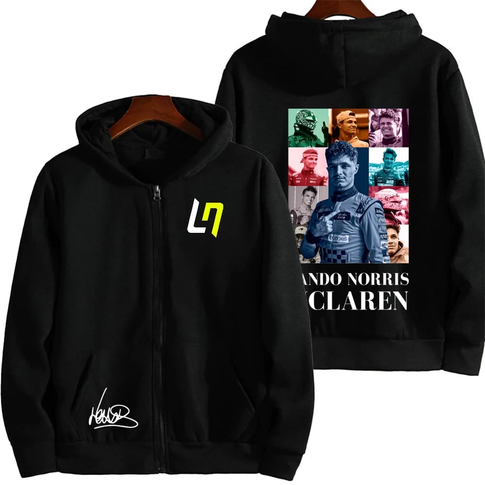 Lando Norris 4 Logo équipe de course hommes sweat à capuche avec fermeture éclair printemps automne 