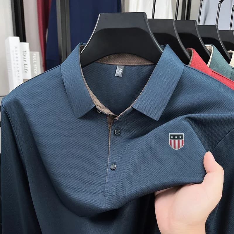 Polo imprimé original pour homme, qualité supérieure, couleur unie, col à revers, manches longues, t