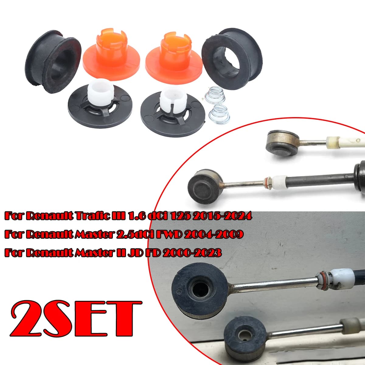 Kit de 2 bielles de câble de levier de vitesses MT avec douille de connexion pour Renault Trafic III