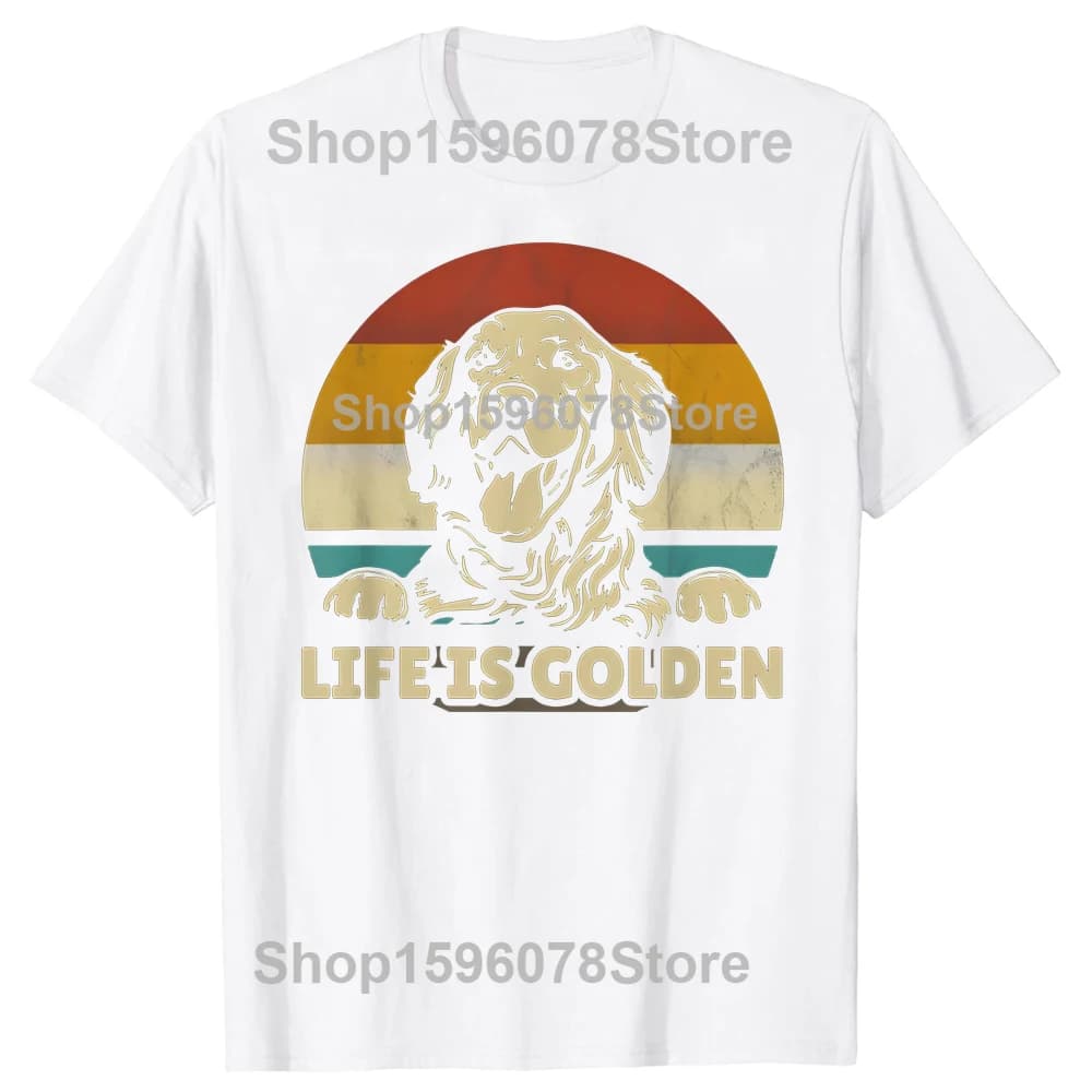 Golden Retriever chien la vie est dorée graphique T-shirts hommes femmes mode t-shirt style décontra
