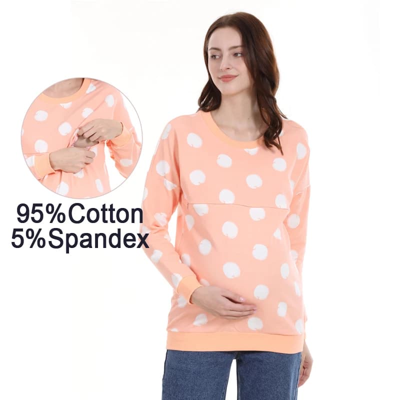 Printemps automne Blouses d'allaitement vêtements pour femmes enceintes coton rayure à manches longu
