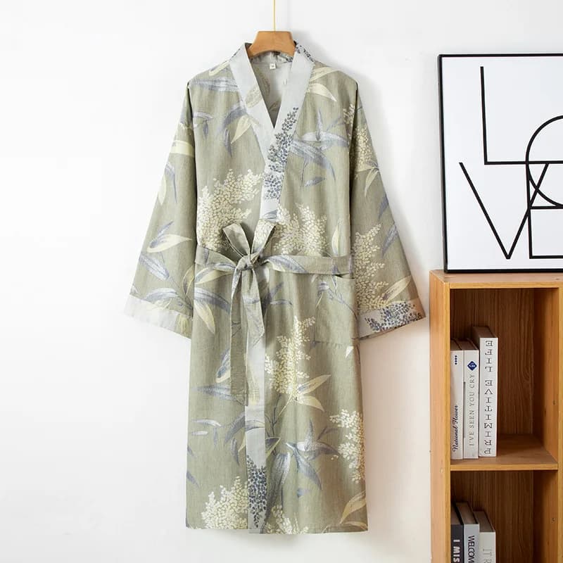 Robes pour hommes grande taille en Fiber de bambou avec ceinture, Cardigan de Style à la mode, impre