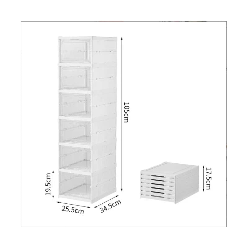 Boîte à chaussures pliable à 6 couches – Organisateur anti-poussière, aucun assemblage requis, solut