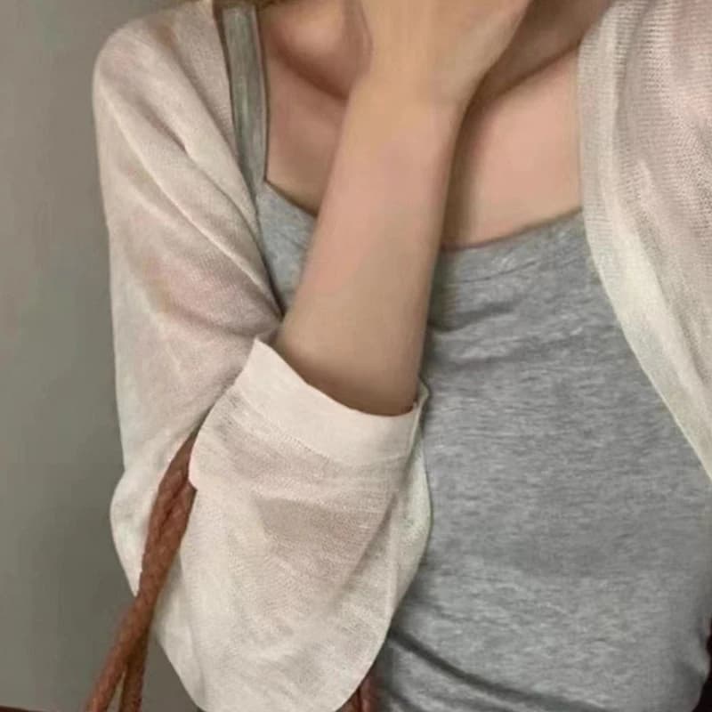 Cardigan à manches longues pour femmes et filles, manteau court, résistant, fin, décontracté, été