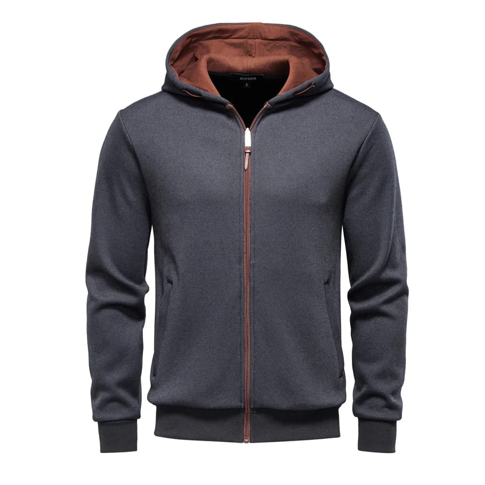 AIOPESON Y2K sweat à capuche zippé hommes couleur unie hiver chaud rétro Streetwear Design minimalis