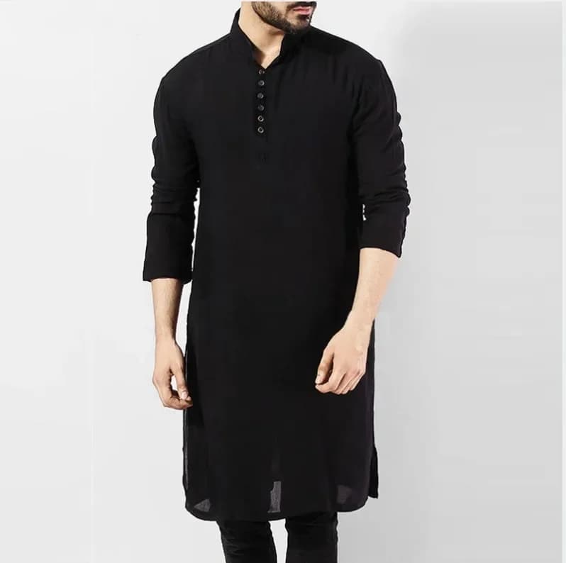 Nouveau 2026 vêtements islamiques pour mode musulmane homme longues Robes solide à manches longues a