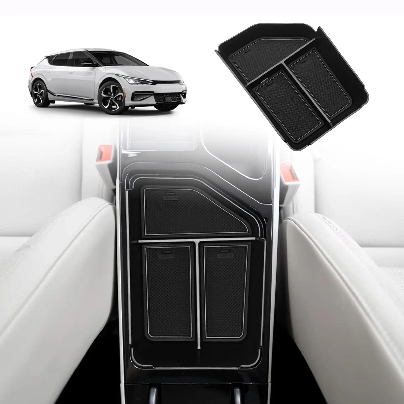 Pour 2025 2022-2024 Kia EV6 Console centrale inférieure organisateur boîte accessoires plateau intér