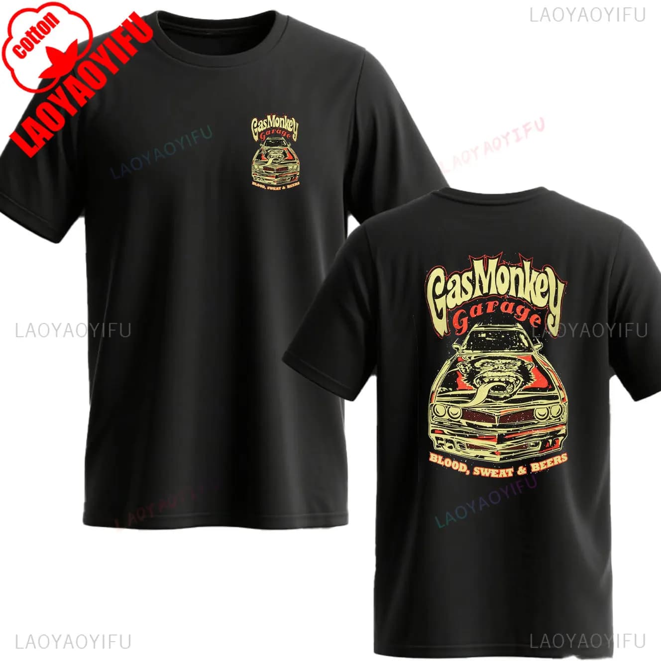 T-shirt double face Amazing Essential Gas Monkeys Garage pour homme, décontracté, graphique, style H