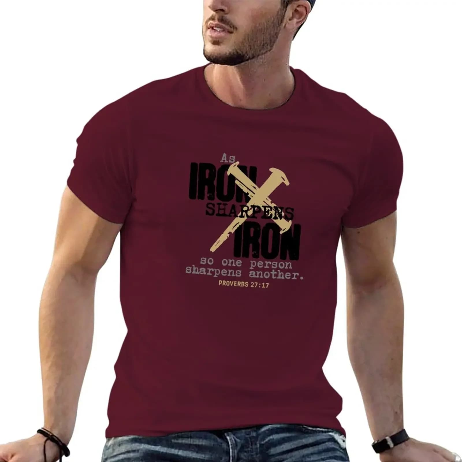 T-shirt homme noir, estival et sublime, Iron Sharpen, proverbes 27:17, grande taille