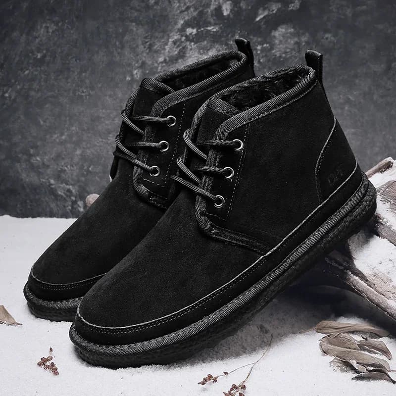 Hiver hommes chaussures chaud fourrure bottes de neige imperméable daim fourrure cuir cheville Chels