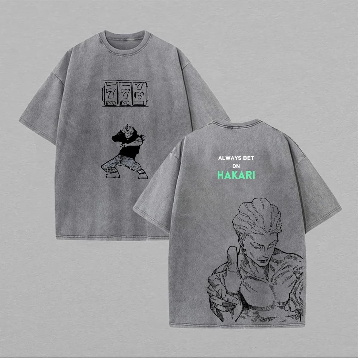 T-shirt imprimé Jujutsu Kaisen Anime Hakari Kinji, T-shirt oversize délavé pour hommes et femmes, vê