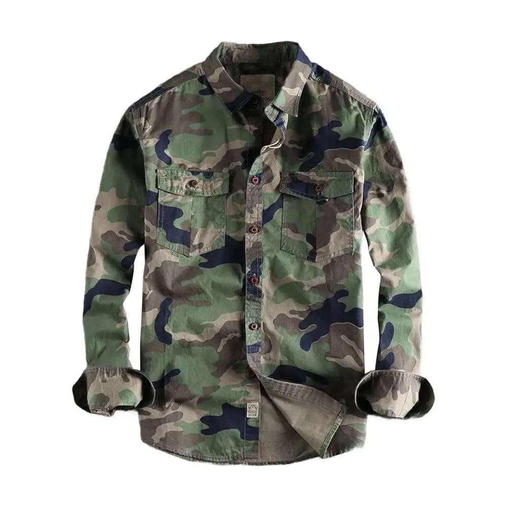 CamSolomon-Chemise Décontractée à Manches sulfpour Homme, Style Cargo, Poches sur la Poitrine, Résis