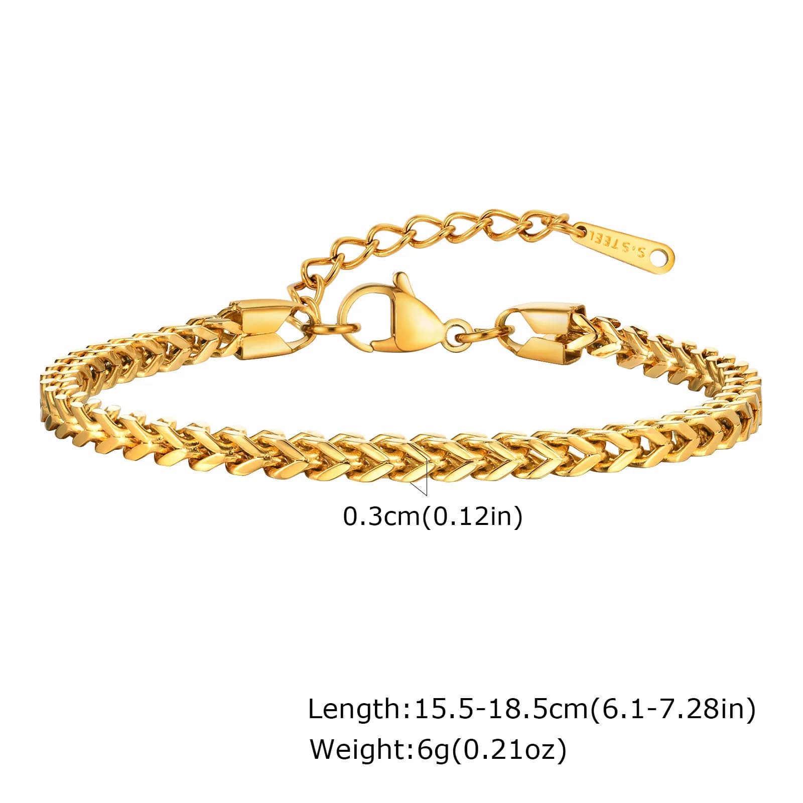 Bracelets à maillons en acier inoxydable pour adolescents, bracelet plaqué or, bijoux simples, colon