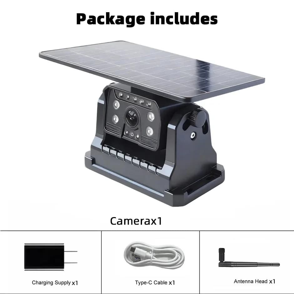 Caméra de recul sans fil QXNY avec support magnétique solaire et alarme IA. Vue avant/arrière, appli