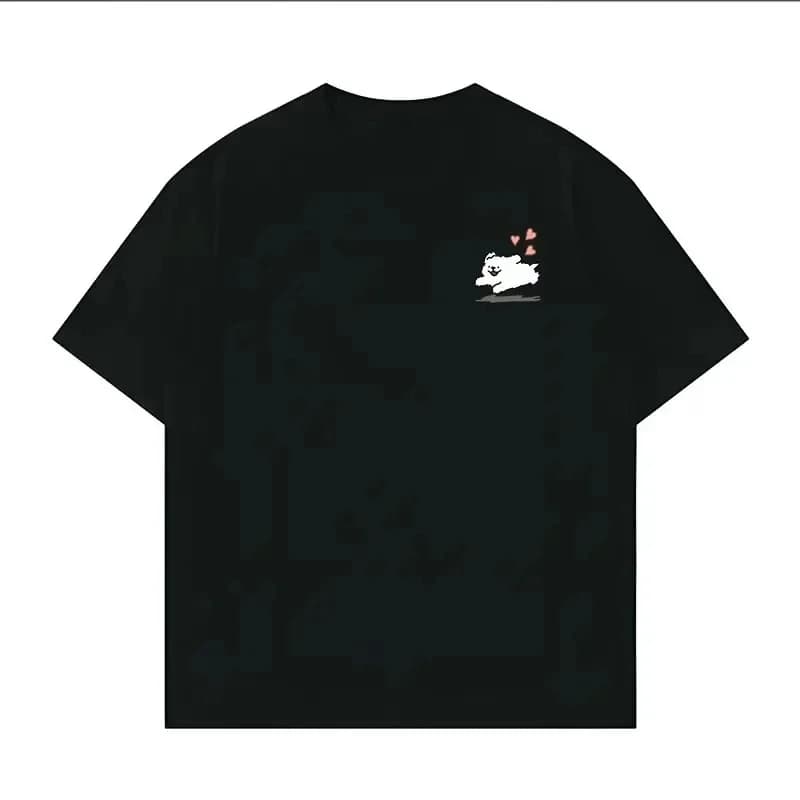 Hello Kitty dessin animé 2025 Simple ample mignon col rond décontracté tendance été coton à manches