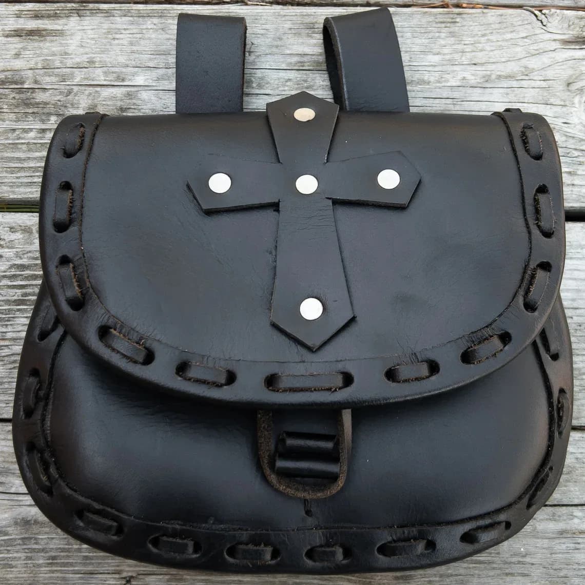 Rétro médiéval Renaissance unisexe Steampunk gothique noir Pu cuir marchandises en cuir Cosplay en p