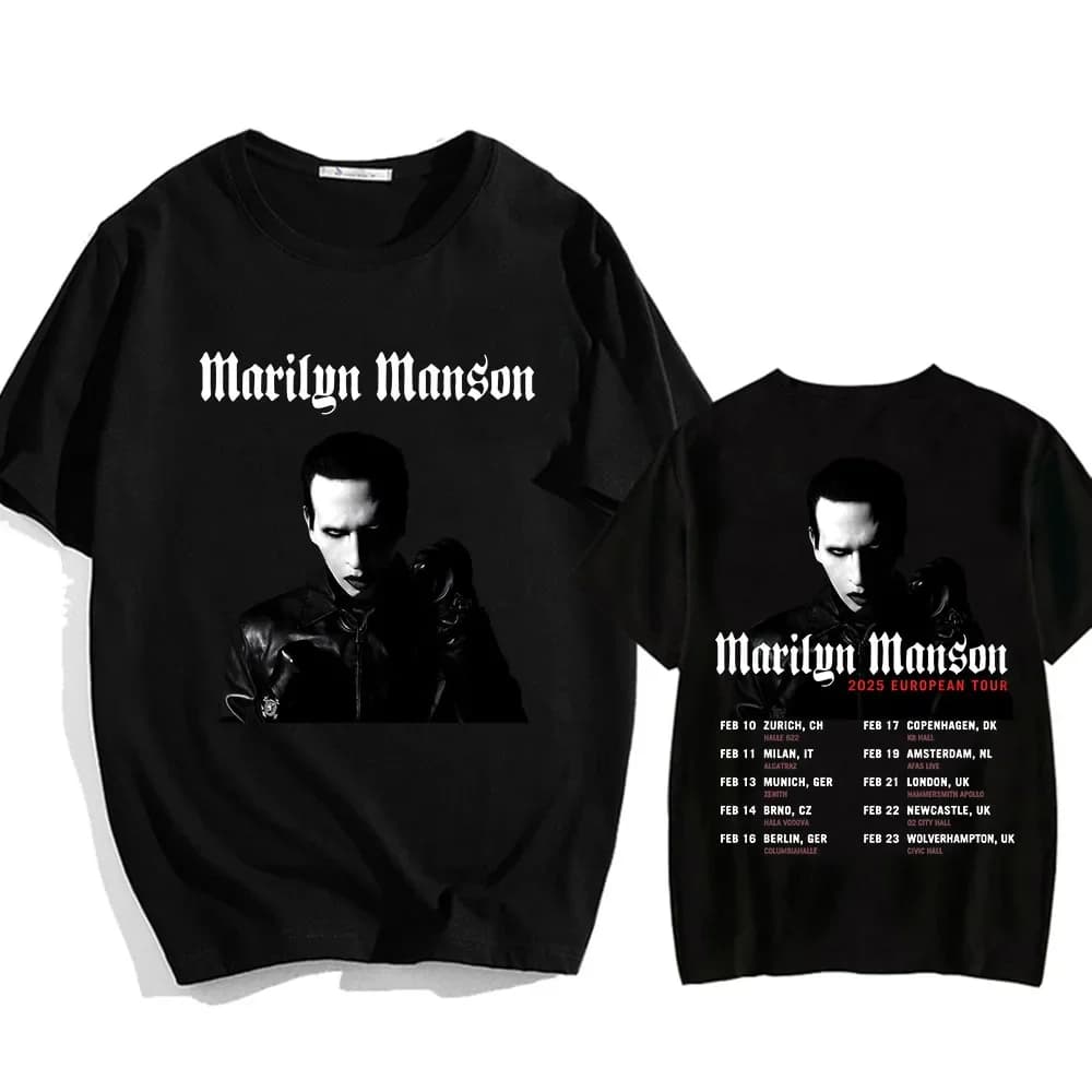 Marilyn Manson One Assassination sous Dieu Charter 1 T-shirt 2025 Tour européen imprimé hommes femme