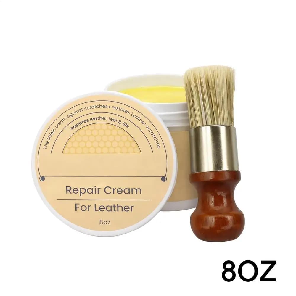 Crème Réparatrice Cuir 8oz – Conditionneur Action Rapide avec Brosse pour Cuir Craquelé – Idéal pour