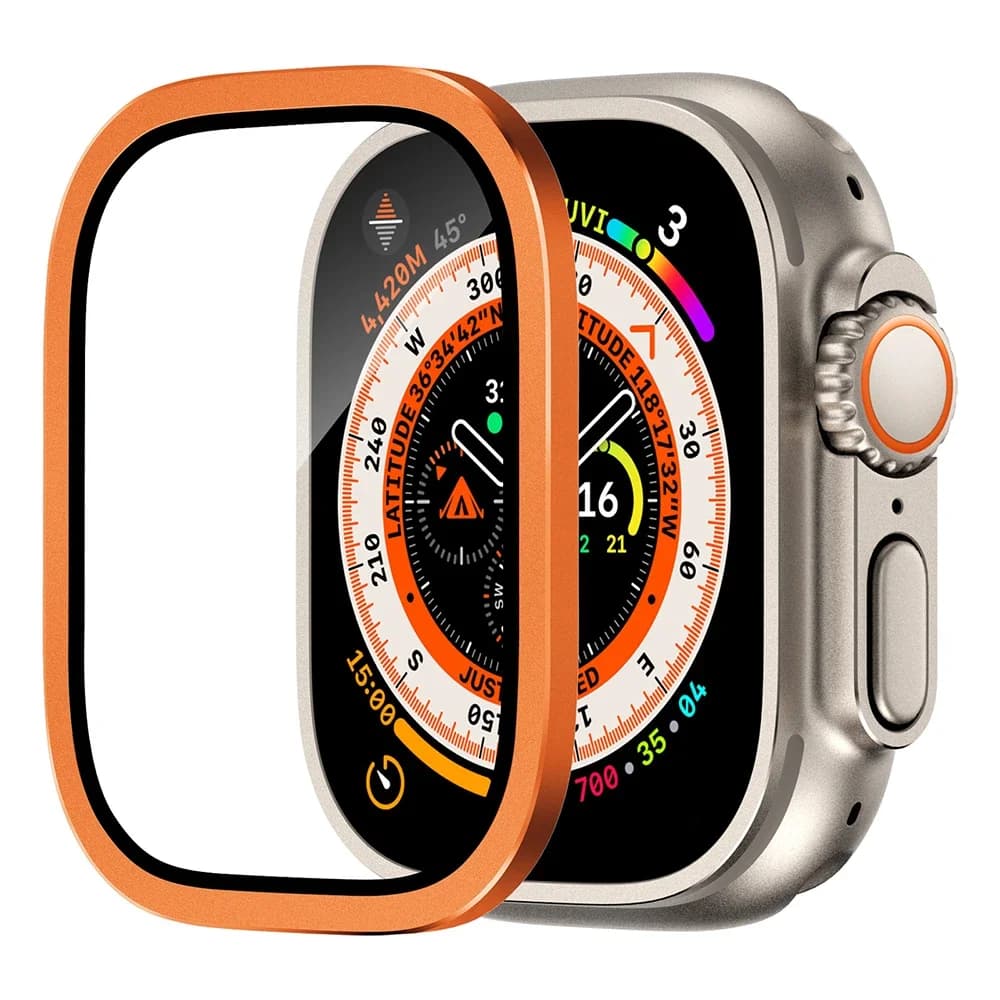 Protecteur d'écran pour Apple Watch Ultra 2, verre du Guatemala, pare-chocs en métal, lunette en all
