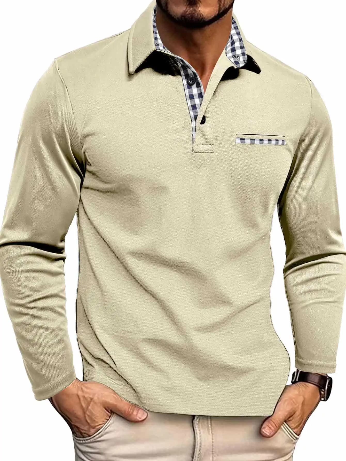 Nouveaux Polos Homme Manches Longues 2026 – Collection Printemps-Automne – Coupe Slim Décontractée –