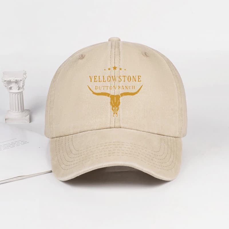 Casquette de baseball vintage réglable MLFO avec motif Yellowstone Dutton Ranch – finition noire ant