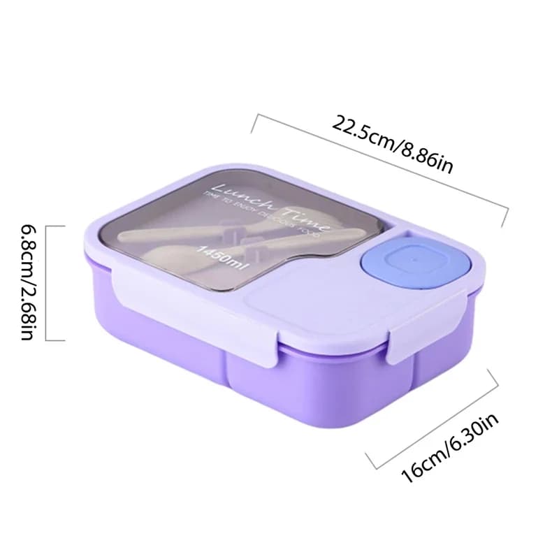Bento Lunch Box for Kids Girls, Cartoon Students, Kawaii Cute Metropolitan, 3 Grid Sandwich, Snack F