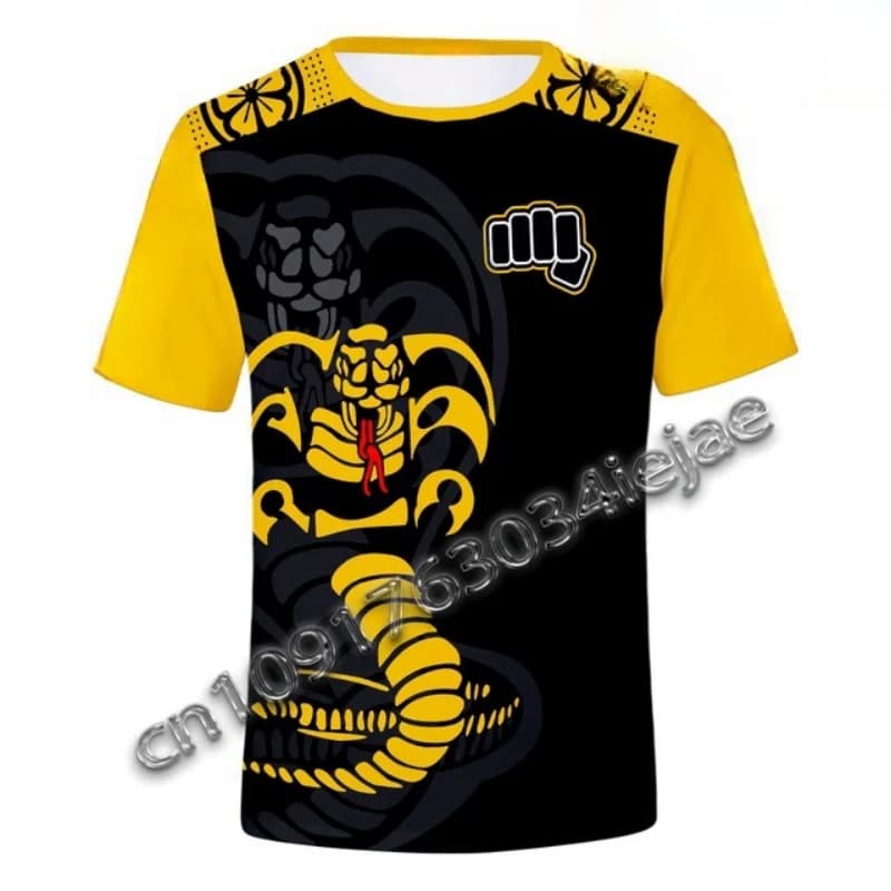 Dessin animé mignon Cobra KAI impression 3D sport séchage rapide respirant hommes T-shirt en plein a