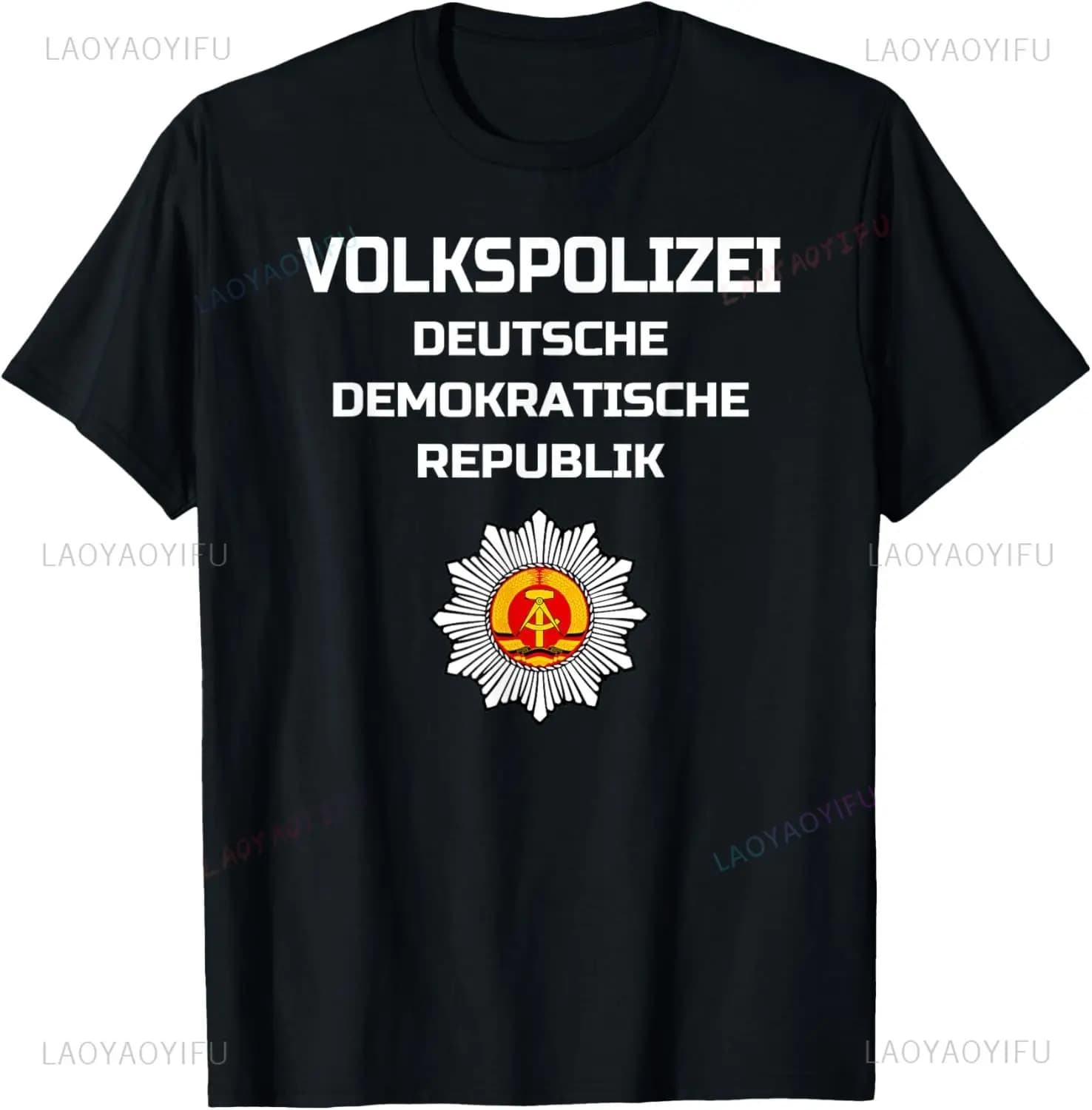 GDR Police Est Allemagne Police Allemagne Est Police T-Shirt Manches Courtes Streetwear T-shirt Impr
