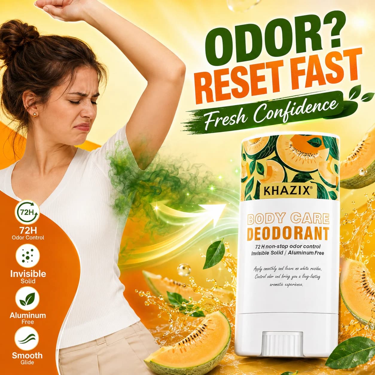 Déodorant en stick pour les aisselles | Formule anti-odeurs double action | Beurre de karité et huil