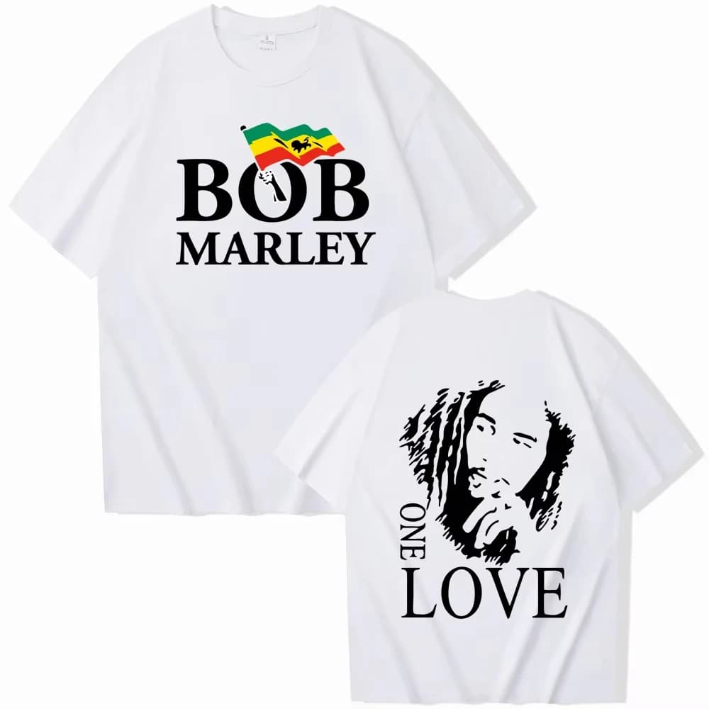 Bob Marley T-Shirts unisexe Harajuku, col rond, manches courtes, cadeau pour les fans, vêtements pou