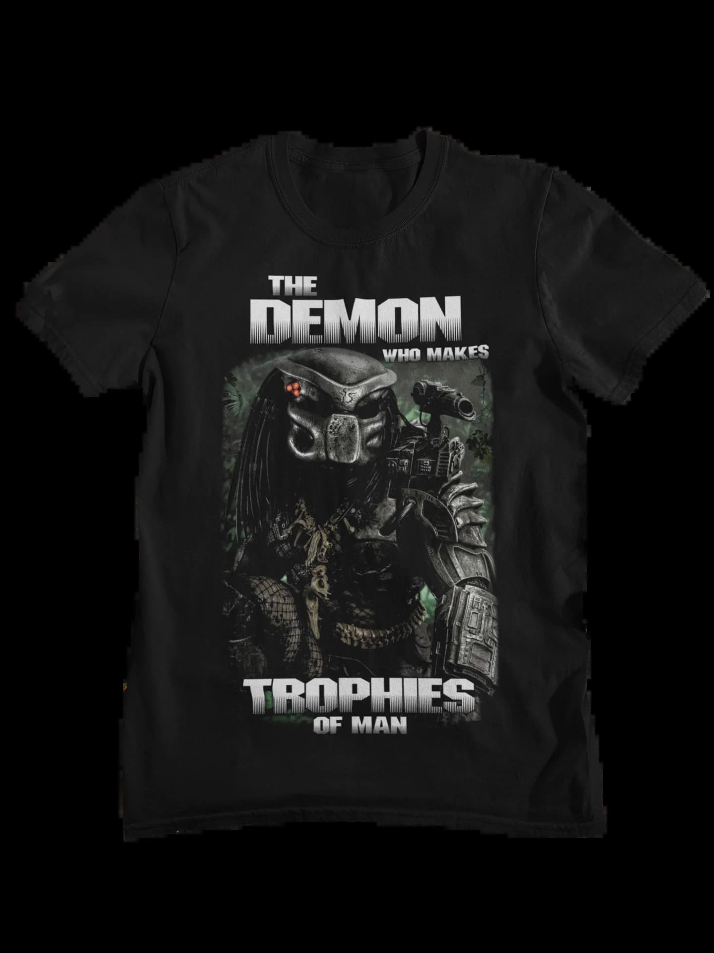 T-shirt Predator style vintage, imprimé crâne de chasseur d'aliens, décontracté, en coton, à manches