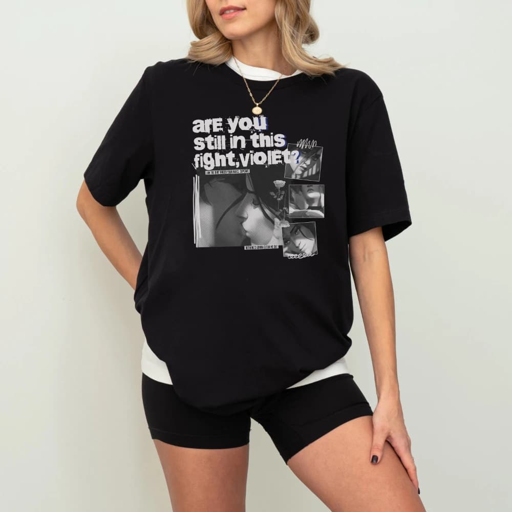 Arcane Vi & Caitlyn chemise CaitVi Anime T-Shirt LOL Gamer cadeau femmes hommes T-Shirt noir décontr