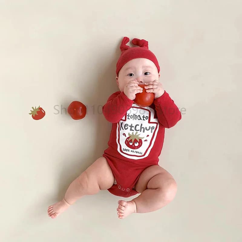 Infantile nouveau-né Sauce Onesie Cosplay jumeaux rouge tomate Ketchup et moutarde jaune 2025 nouvea